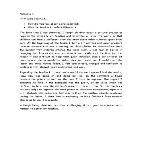 After being observed 3 narrative