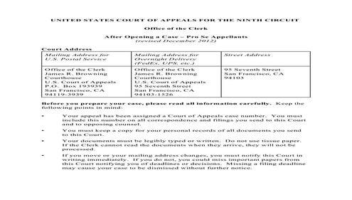 After opening an immigration case for pro se litigants – 9th circuit | PDF