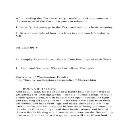 After reading the Cave over very carefully, pick any moment in the.docx