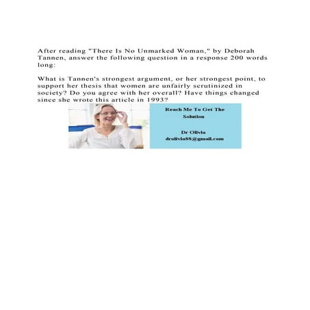 After reading There Is No Unmarked Woman, by Deborah Tannen, a.docx