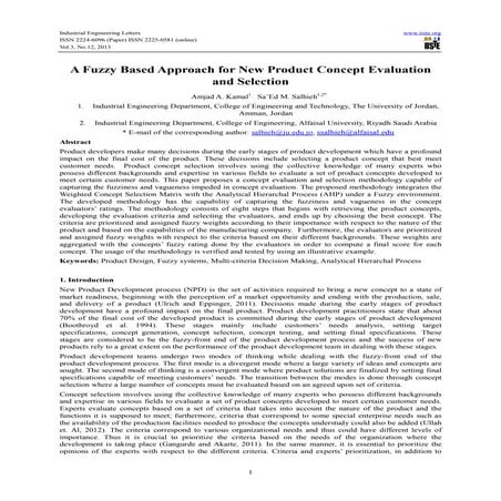 A fuzzy based approach for new product concept evaluation and selection