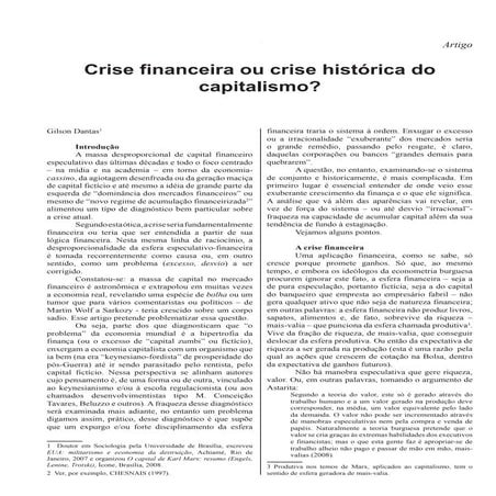 Crise financeira ou crise histórica do capitalismo?