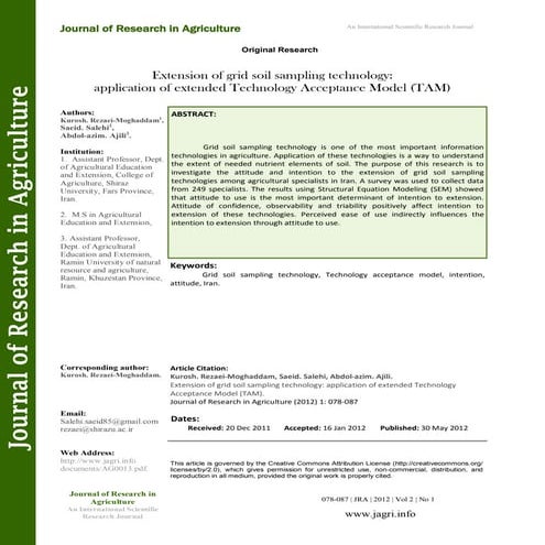 Extension of grid soil sampling technology: application of extended Technolog...