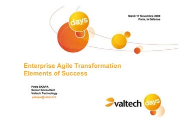Ag05 Transformation Agile Les CléS De La RéUssite En