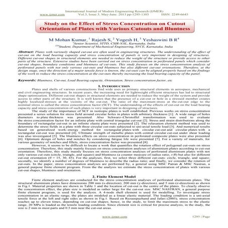 Study on the Effect of Stress Concentration on Cutout Orientation of Plates w...