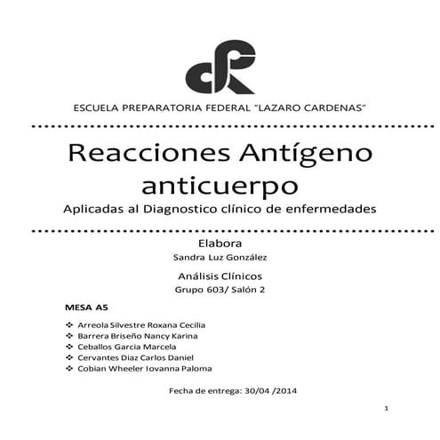 PRACTICA Analisis clinicos: Antigenos y anticuerpos