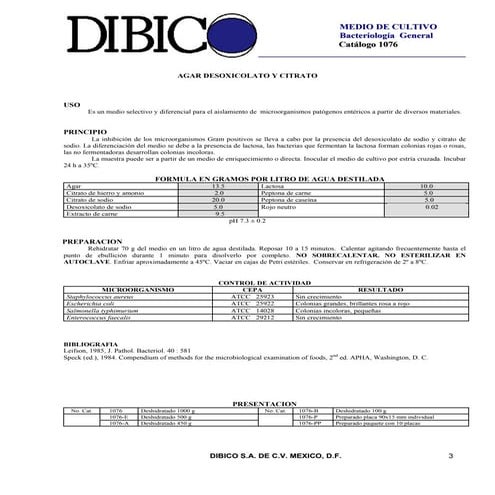 Agar desoxicolato citrato