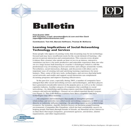 SRI Report: Learning Implications of Social Networking Technologies