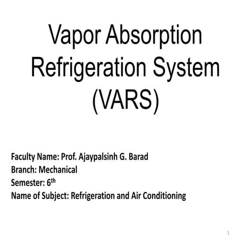 Vapor Absorption Refrigeration System 