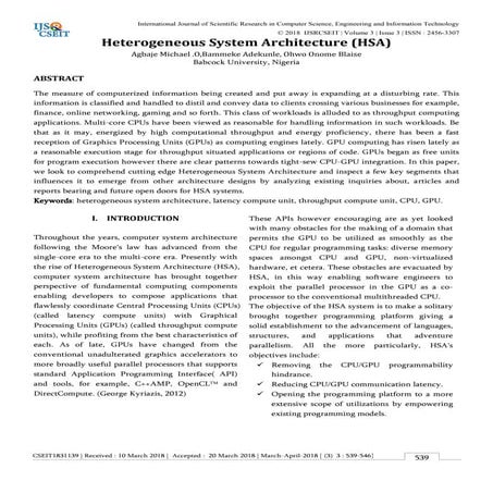Heterogenous system architecture(HSA)