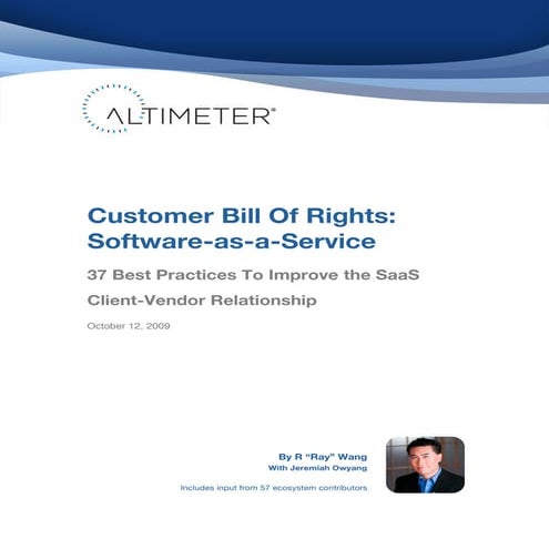 Customer Bill Of Rights: SaaS