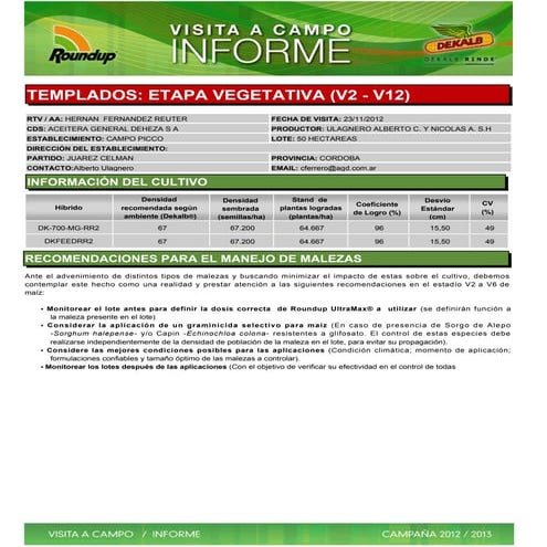 Agrotestigo-Maiz DEKALB-Campaña 1213-Informe V2V12-N°30