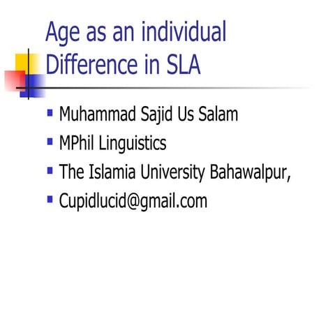 Age As An Individual Difference In Sla