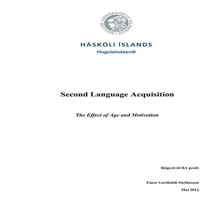 Age and motivation in l2 learning