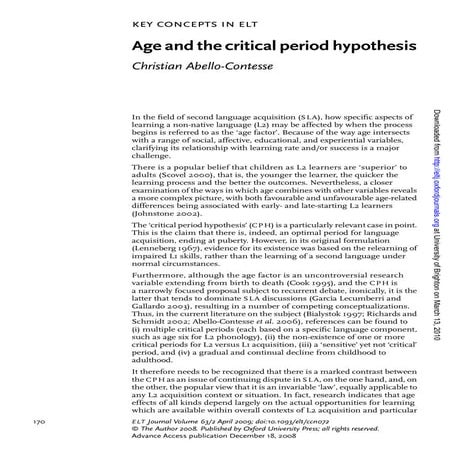 Age and the critical period hypothesis