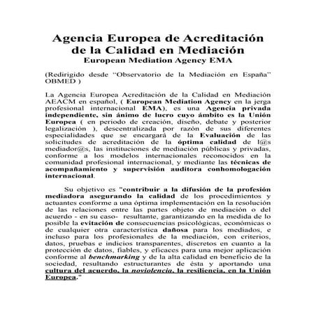 Agencia europea de acreditación de la calidad en mediación