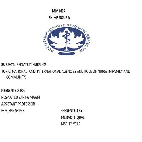 National and international agencies and role of nurse.