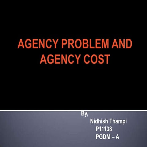 Agency problem and agency cost