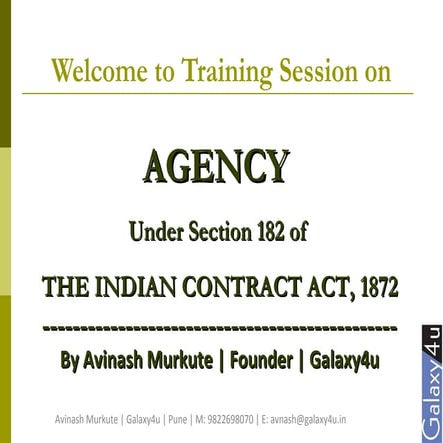 Agency under section 182 of The Indian Contract Act, 1872 