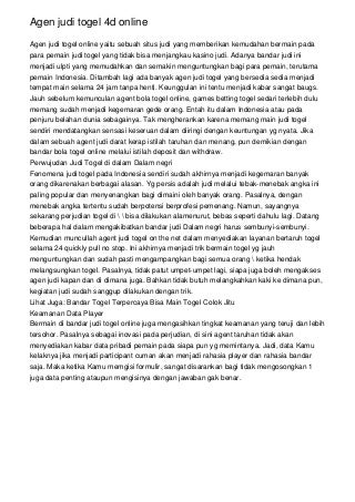 Agen judi togel 4d online