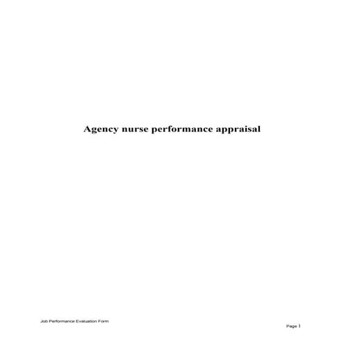 Agency nurse performance appraisal