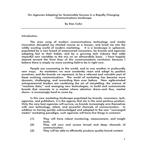 Agency success in converged media