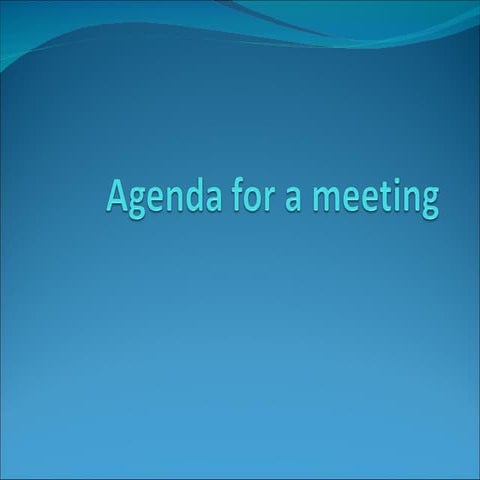 Agenda For A Meeting