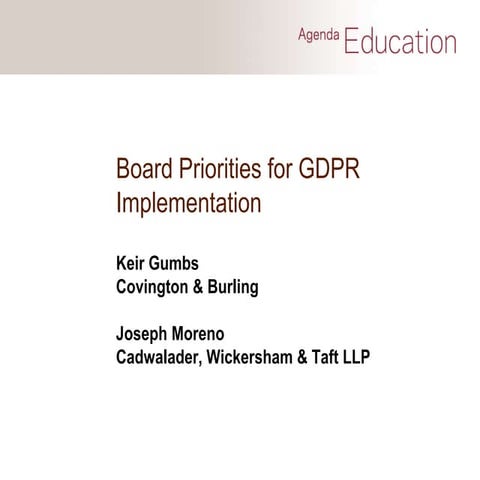 Board Priorities for GDPR Implementation