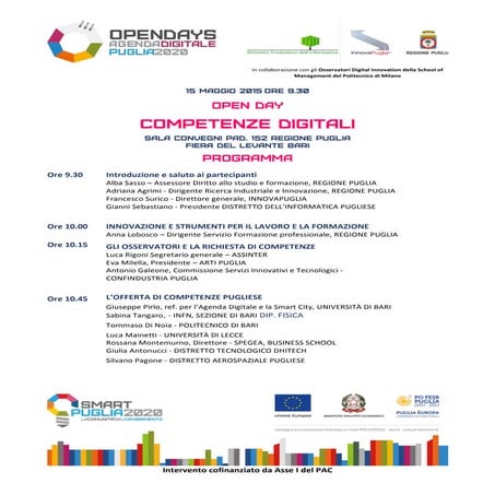 OpenDays Agenda Digitale Puglia 2020 - Evento 15 Maggio