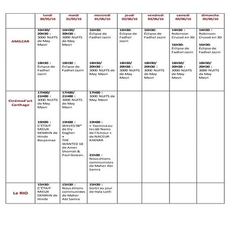 Agenda culturel du 30 mai au 5 juin 2016