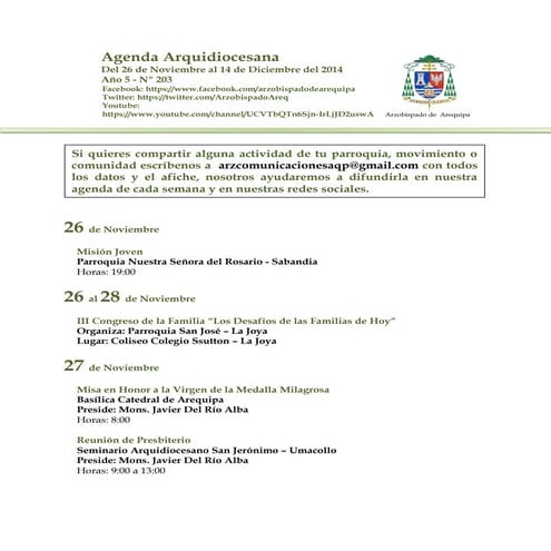 Agenda Arquidiocesana N°203