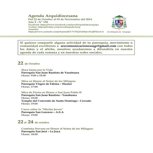 Agenda Arquidiocesana N°198