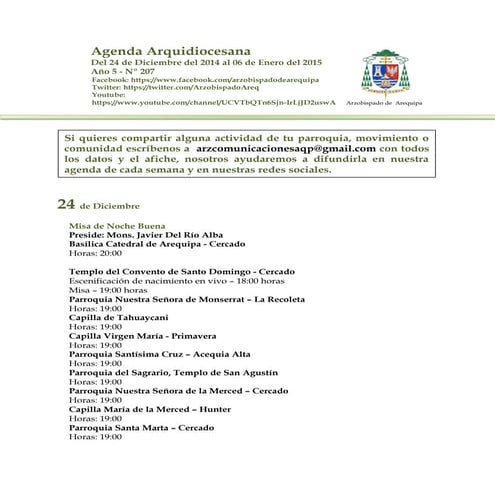 Agenda Arquidiocesana N°207