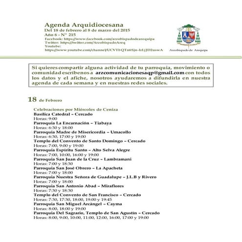 Agenda Arquidiocesana N°215