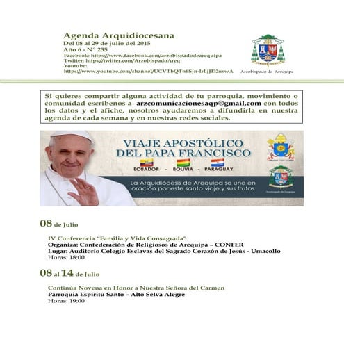 Agenda Arquidiocesana N°235