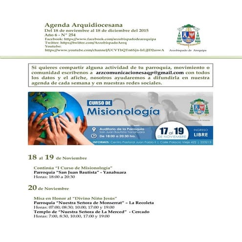 Agenda Arquidiocesana N°254