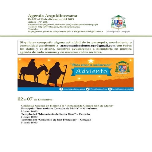 Agenda Arquidiocesana N°256