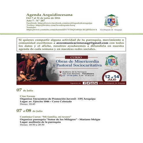 Agenda Arquidiocesana N°287