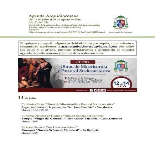 Agenda Arquidiocesana N°288