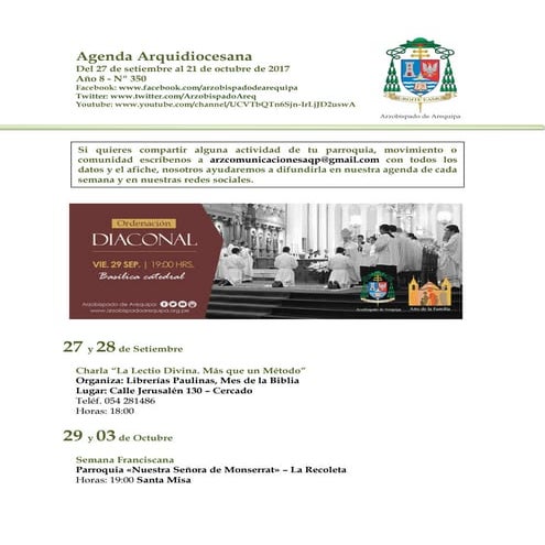 Agenda Arquidiocesana N° 350