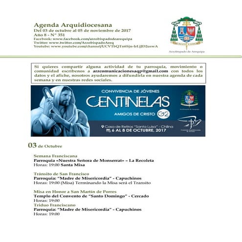 Agenda Arquidiocesana N° 351