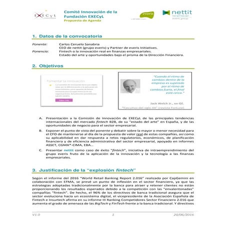 Agenda del Comité de Innovación (Fundación EXECyL)