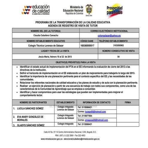 Agenda cuarta visita jesús maría