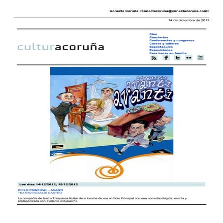 Agenda cultural del 14 al 16 diciembre