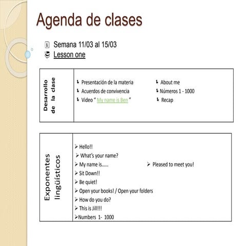 Agenda de clases