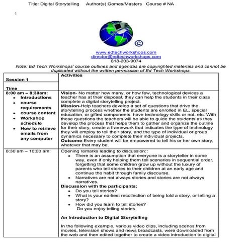 Agenda digital storytelling day 1 revised