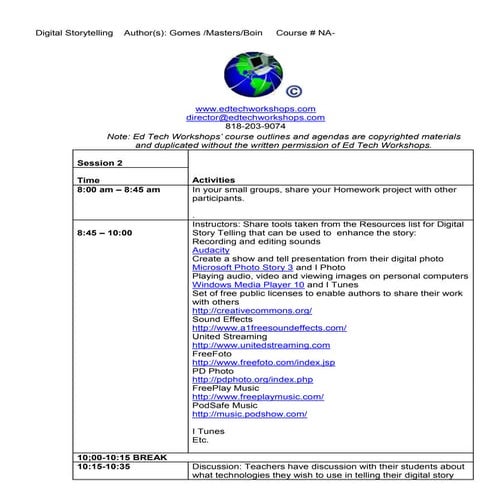 Agenda digital story telling day 2 revised