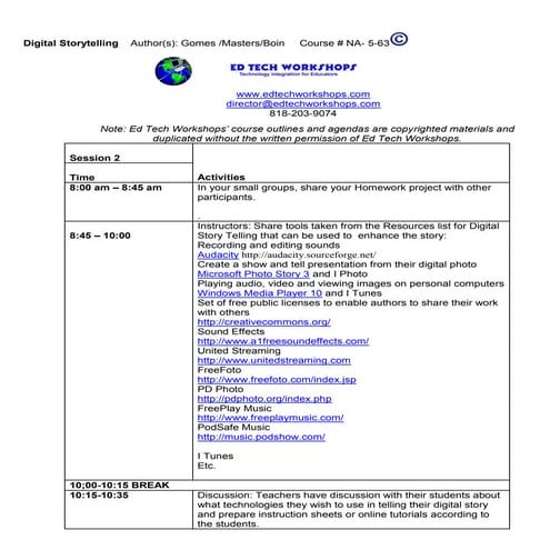Agenda digital storytelling session 2