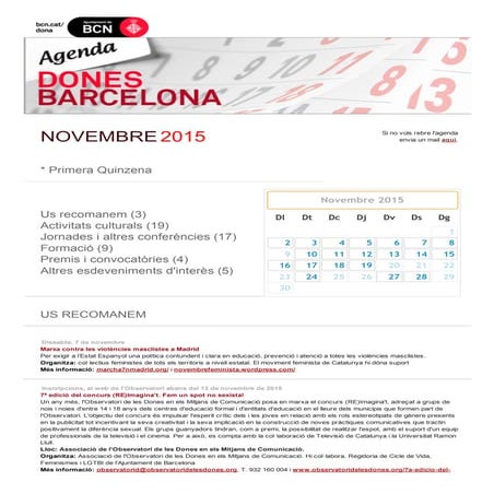 Agenda dones barcelona   primera quinzena - novembre de 2015