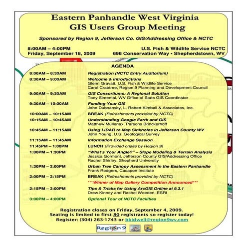 EPAN09 - Agenda for Eastern Panhandlle Westt Viirgiiniia (13 Sep 2009)